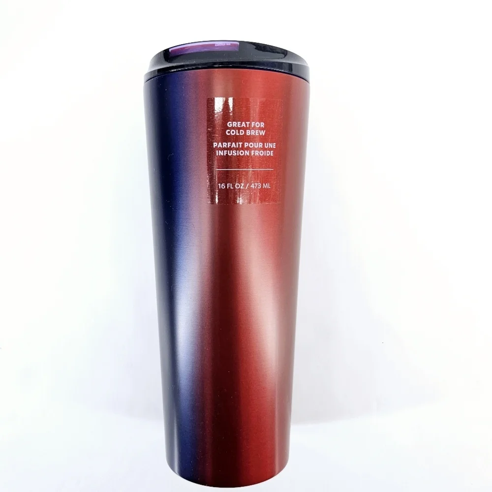 Starbucks Ombre 2 tone Red Navy Blue Cold Cup Tumbler New 16 oz - Picture 2 of 6